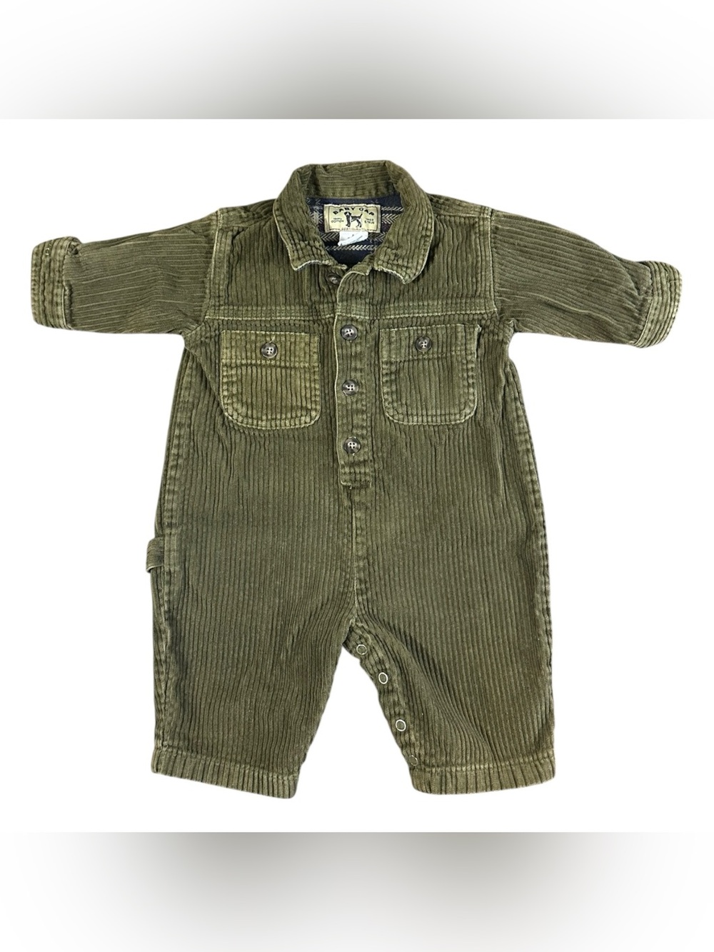Baby Gap Corduroy Long Sleeve Romper Olive Green 3-6 Months